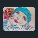 Girl with Red Rose Beret Watercolor Birthday  Magnet<br><div class="desc">Girl with Red Rose Beret Watercolor Birthday Magnet. A very beautiful gift for anyone you love. Designed written and painted by me from one of my original watercolor paintings.</div>