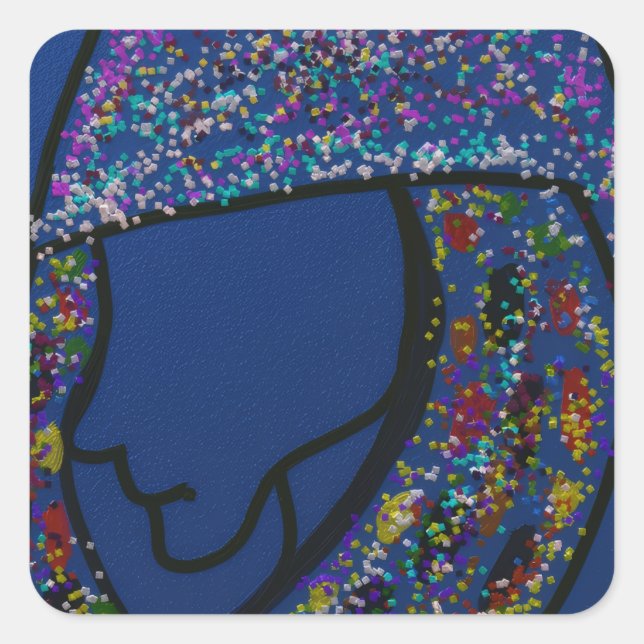 Girl with Spotted Glitter Print Hair  Quadratischer Aufkleber (Vorderseite)