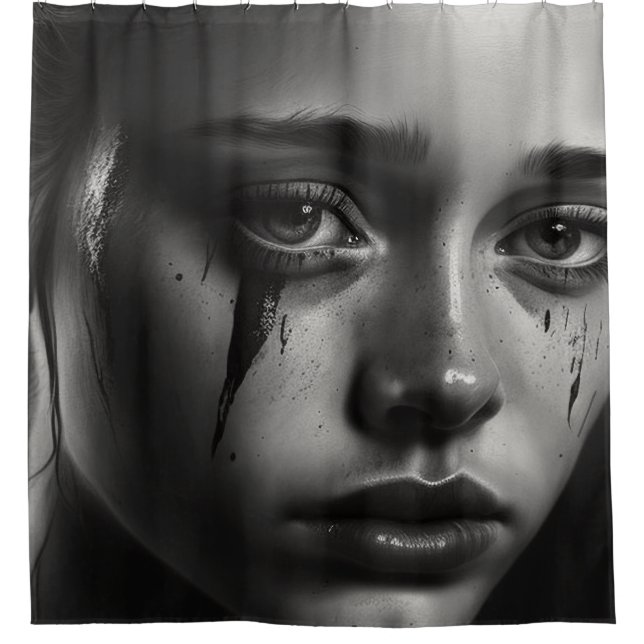 Girl with tears duschvorhang (Vorderseite)
