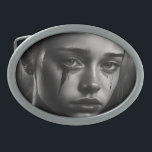 Girl with tears ovale gürtelschnalle<br><div class="desc">She sobbed up.</div>