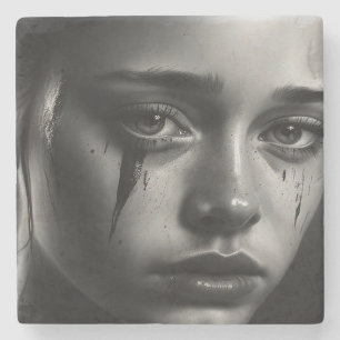 Girl with tears steinuntersetzer