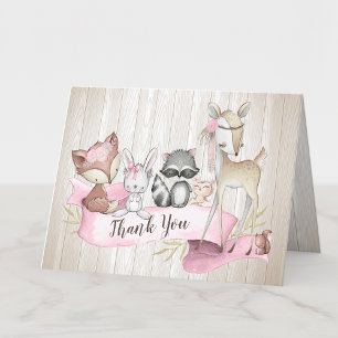 Girl Woodland Animal Friends Kinderdusche Dankeskarte