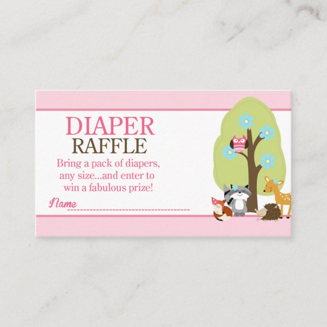 Girl Woodland Animals Kinderdusche Windelwanne Begleitkarte (Vorderseite)
