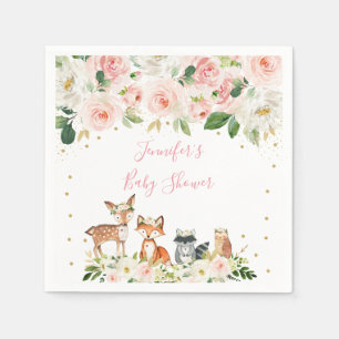 Girl Woodland Babydusche Blush Floral Serviette