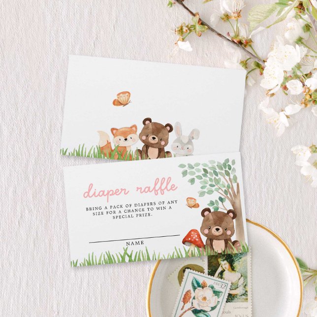 Girl Woodland Babydusche Windelwanne Begleitkarte (Von Creator hochgeladen)