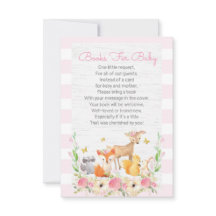 Girl Woodland Book Request Card, Books for Baby
