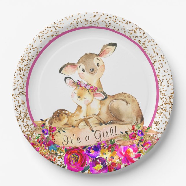 Girl Woodland Deer Baby Shooter Teller (Vorderseite)