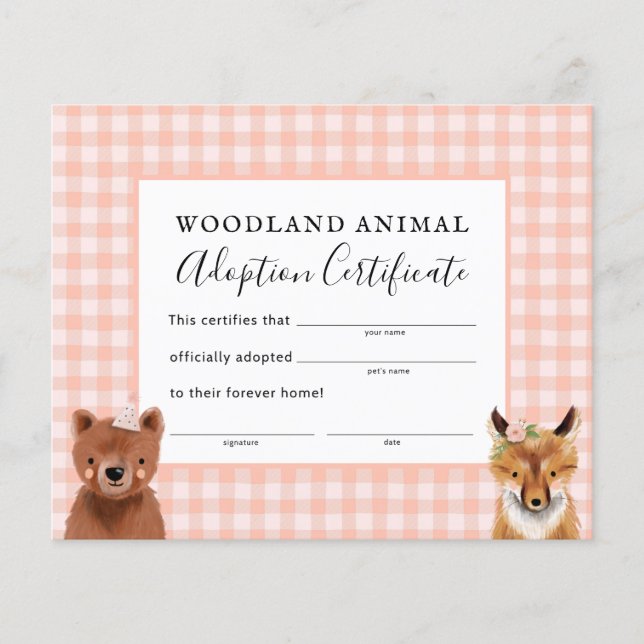 Girl Woodland Geburtsurkunde Adoption (Vorderseite)