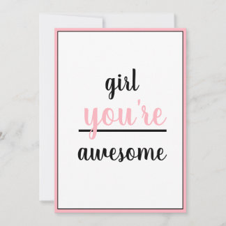  Girl You're Awesome Kind Gesture Girly Modern Dankeskarte