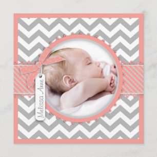 Girl Zickzack Print Birth Announcement Foto Card Ankündigung