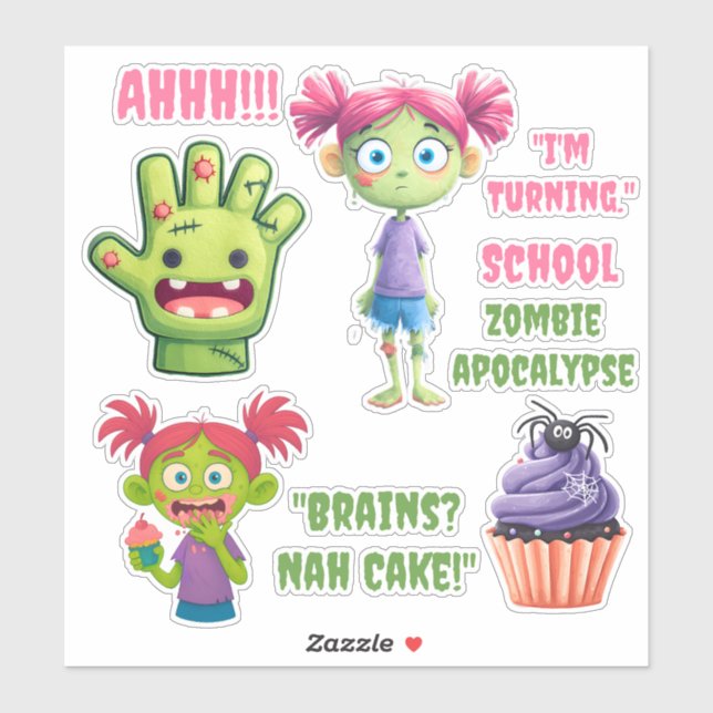 Girl Zomb Geburtstagstickerblatt Aufkleber (Blatt)