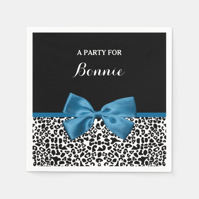 Girlaname Leopard Print Hübsch Blue Ribbon Bow Serviette (Vorderseite)