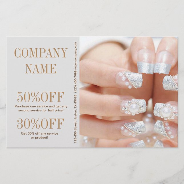 Girlande Schönheit Silbernagel Nagel Salon Flyer (Vorne)