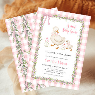 Girlande Silly Goose Rosa Gingham-Baby-Party Einladung