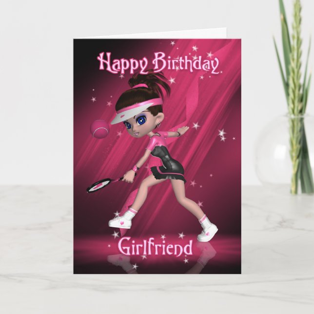 Girlfriend Birthday Card - Tennis Karte (Vorderseite)