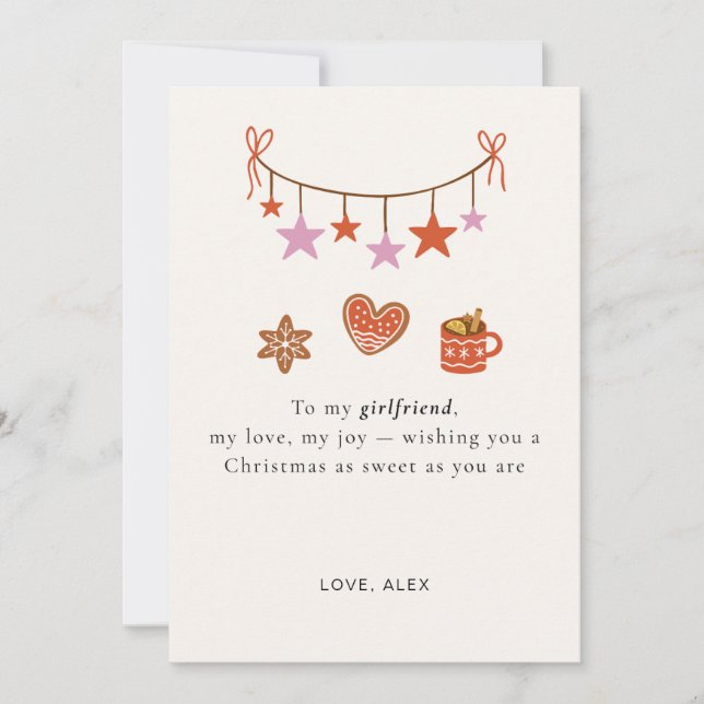 Girlfriend Christmas Card Cute Personalized Feiertagskarte (Vorderseite)