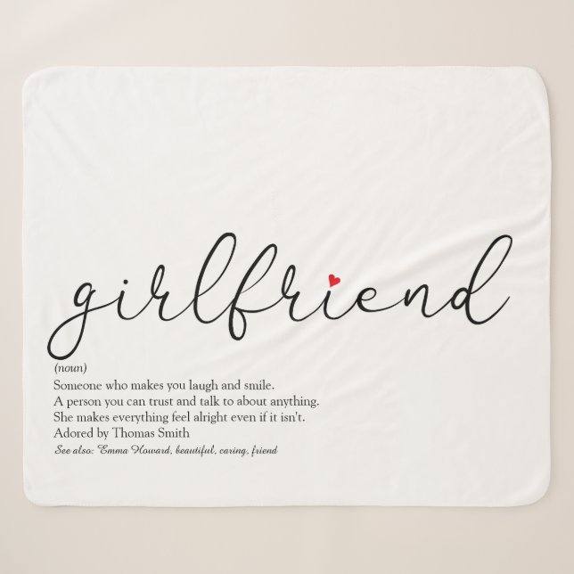 Girlfriend Definition Red Liebe Herzklopfskript Sherpadecke (Vorderseite (Horizontal))