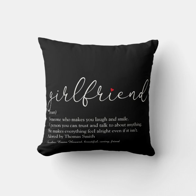 Girlfriend Definition Sprichwort Script Liebe Herz Kissen (Vorderseite)