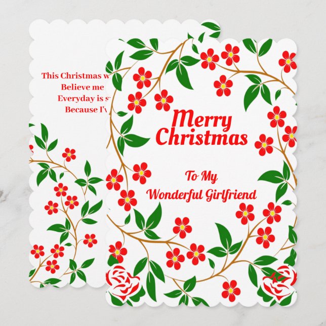 Girlfriend Elegant Frohe Weihnachtsweihnachtsgrün  Feiertagskarte (Vorne/Hinten)