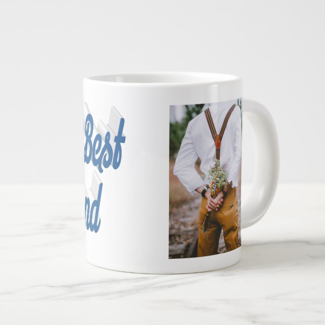 Girlfriend Foto Blue Script Jumbo-Tasse (Vorderseite Rechts)