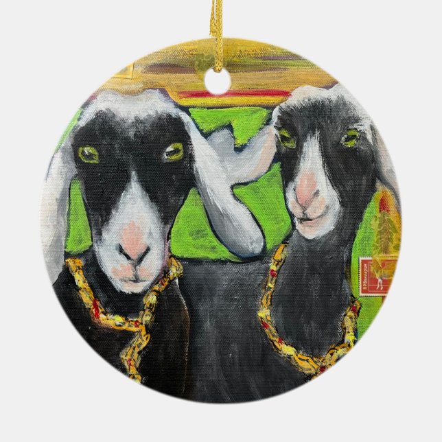 Girlfriend Goat Love céramique ornement (Dos)