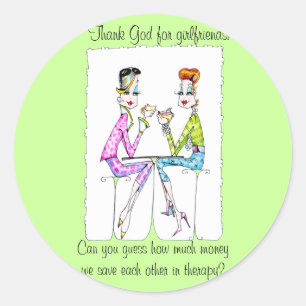 Girlfriend Therapy by Collene Kennedy Runder Aufkleber