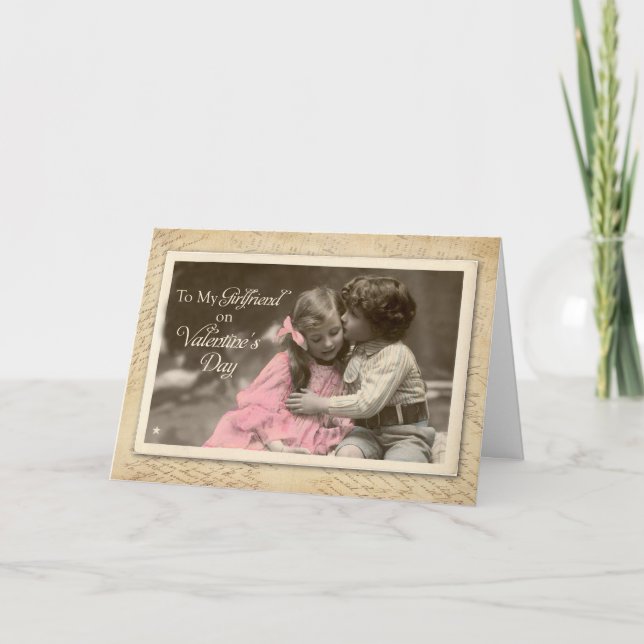 Girlfriend Valentinstag Vintag Sweet Kiss Karte (Vorderseite)