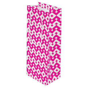 Girlie Candy Pink und White Zigzags Weinbeutel Geschenktüte Für Weinflaschen