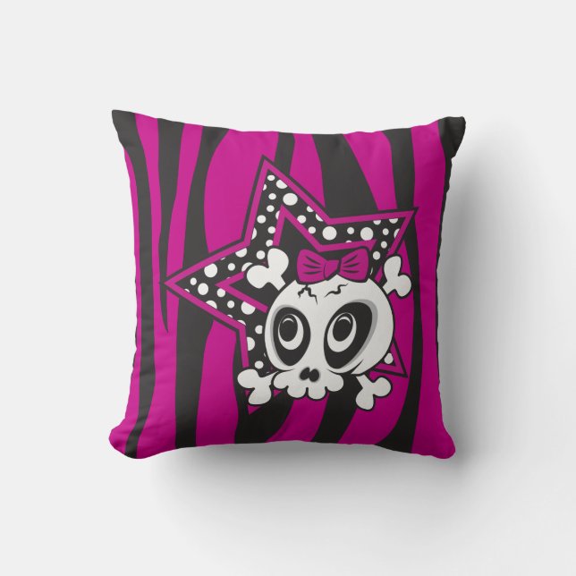 Girlie Emo Skull Kissen (Vorderseite)