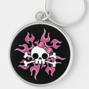 Girlie Flaming Skull Schlüsselanhänger