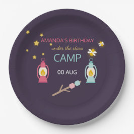 Girlie Glamping Party personalisiert Pappteller