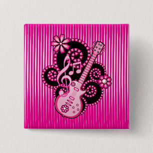 Girlie Guitar Button