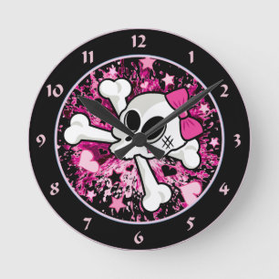 Girlie Schädel Runde Wanduhr