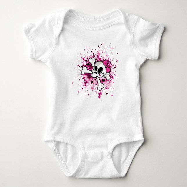 Girlie Skull Baby Strampler (Vorderseite)