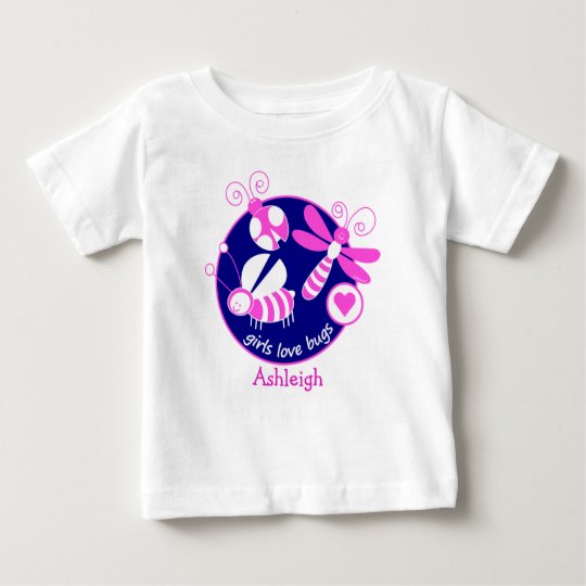 GIRLMPOWER HELLES ROSA MÄDCHEN INSECT/BUG BABY T-SHIRT