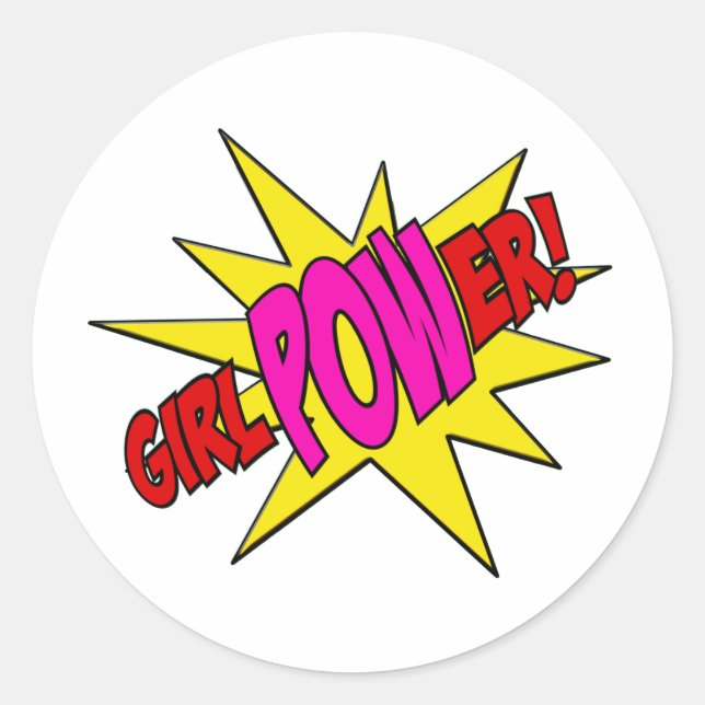 GirlPOWer Runder Aufkleber (Vorderseite)