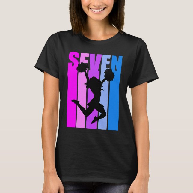 Girls 7th Cheerleader Birthday Pink Cheerleader C T-Shirt (Vorderseite)