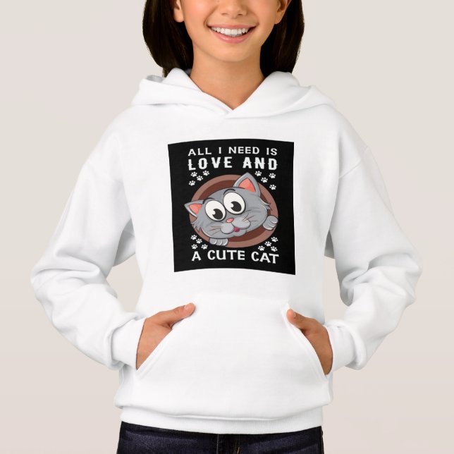 Girls A Niedlich Cat Hoodies & Sweatshirts (Vorderseite)