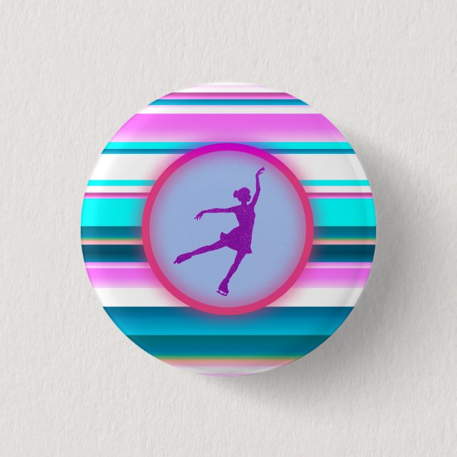 Girls Abbildung Skaten Streifen Button (Vorderseite)