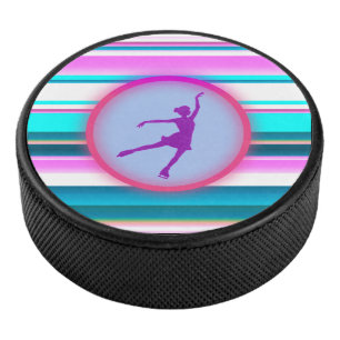 Girls Abbildung Skaten Streifen Eishockey Puck