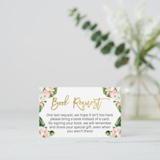 Girls Aloha Tropical Book Request Enclosure Card Visitenkarte (Stehend Vorderseite)