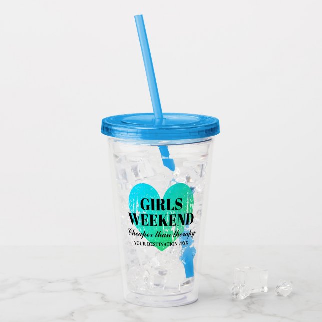Girls am Wochenende Junggeselinnen-Abschied Türkis Acryltrinkbecher (Vorderseite Ice)