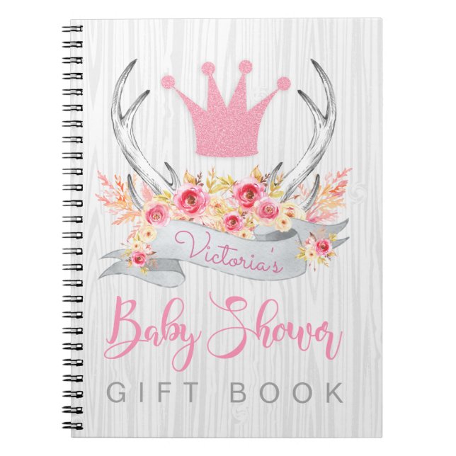 Girls Antler Baby shower Guest Livre Cadeau (Devant)
