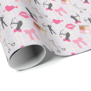 Girls Archery - Girly Hearts and Makeup Geschenkpapier