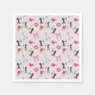 Girls Archery - Girly Hearts and Makeup Serviette