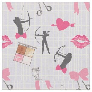 Girls Archery - Girly Hearts and Makeup Stoff