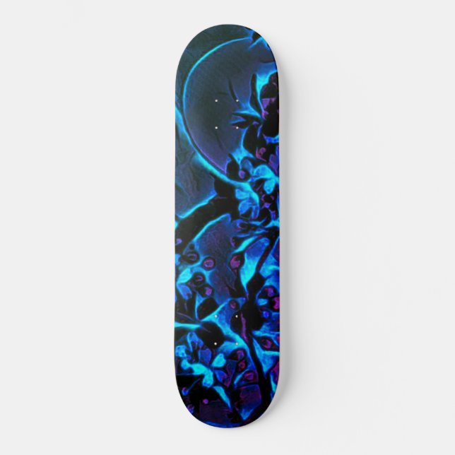 Girls Asiatisch Inspiriert Blue Black Cherry Bloss Skateboard (Vorderseite)