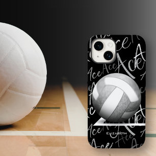 Girl's Ass servieren graue Volleyball w Textmuster Case-Mate iPhone 14 Hülle