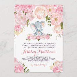 Girls Baby Elephant Baby Shower Einladungen