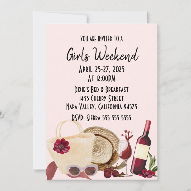 Girls Bachelorette Einladung am Wochenende (Vorderseite)